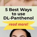 Two women are holding bottles of DL-Panthenol, preparing to apply it to their faces. Both have beautiful skin.